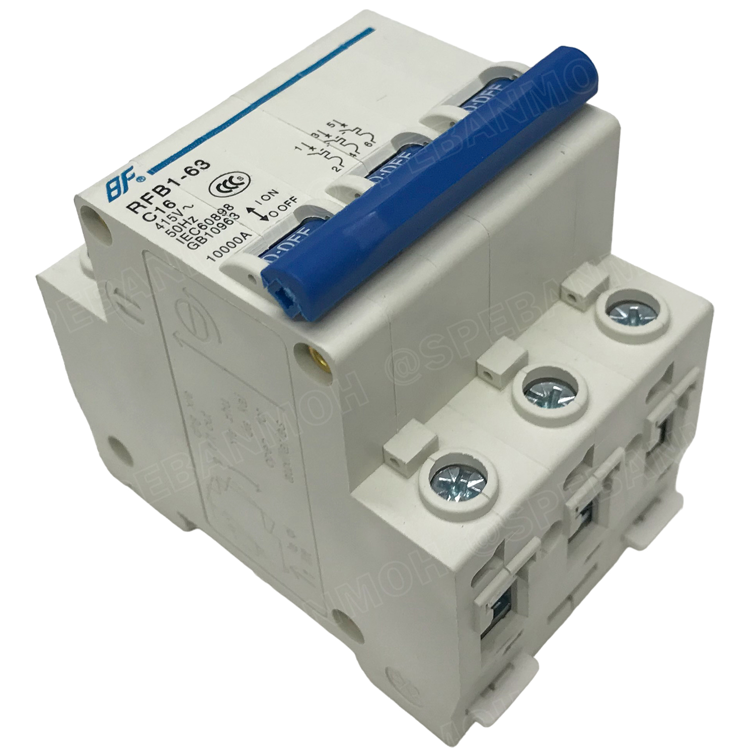 [ 1ชิ้น ] RFB1-63 3P 16A เบรกเกอร์ 6kA Type C เมนเบรกเกอร์ เบรกเกอร์ลูกย่อย ลูกย่อย 3โพล เบรกเกอร์กันไฟเกิน BF เซอร์กิตเบรกเกอร์ RFB1-63 415VAC 3เฟส เบรกเกอร์ไฟบ้าน ยึดรางปิกนก เบรกเกอร์ติดรางดินเรียล 3Phase Mini Circuit Breaker MCB 3P