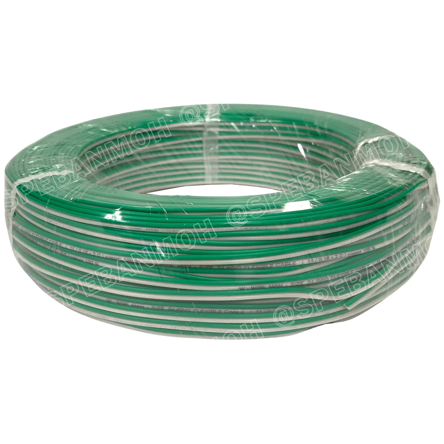 [ 100 เมตร ] WM-CB-865 สีเขียว-ขาว Green-White สายไฟคู่ Wireman 24AWG ( 0.2mm² ) Twins Cable สายไฟคู่ DC Cable สายเดินรถยนต์ สายไฟรถยนต์ ทองแดงแท้ 100% 2C x 24AWG Copper 100% สายดีซี วายแมน OD 1.5 mm