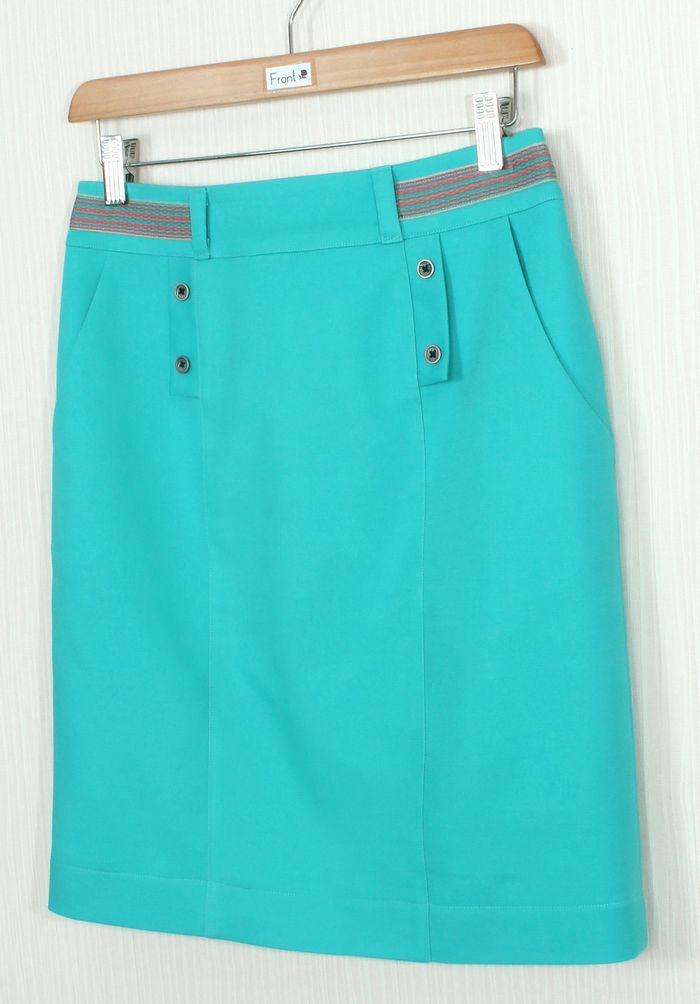 SK-248 กระโปรงแฟชั่น&ทำงาน ทรงสอบมีกระเป๋า 2 ข้าง ผ้าคอตตอนญี่ปุ่น สีฟ้าเทอร์คอยซ์