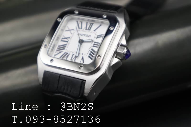 Cartier Santos 100 Watch มีกล่องหนัง พร้อมอุปกรณ์