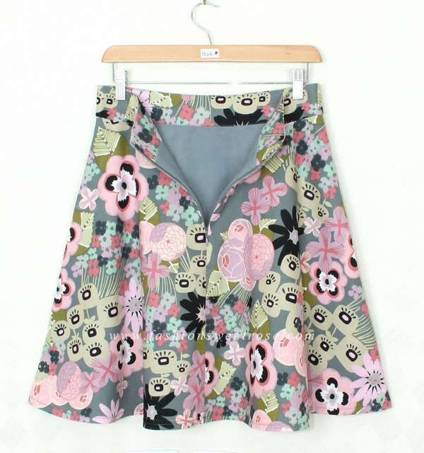 SK-319 กระโปรงแฟชั่น&ทำงาน ทรงย้วย ผ้าคอตต้อนญี่ปุ่นพิมพ์ลายกราฟฟิกวินเทจโทนชมพู