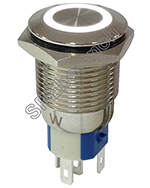 [ 1 ชิ้น ] GQ16-E-DZ สวิทช์เหล็ก กดติด-กดดับ ไฟวงรอบ 12 V White สีขาว สวิทช์เหล็ก สวิทช์โรงงาน สวิทช์คอนโทรล สวิทช์ไฟวงรอบ สวิทช์ไฟโชว์ สวิทช์ปุ่มโลหะ สวิทช์มีไฟ กดติด-ปล่อยดับ สวิทช์เหล็กมีไฟ สวิทช์ 5 ขา ขนาด 16 mm SWITCH GQ16-E-D Push Button Switc
