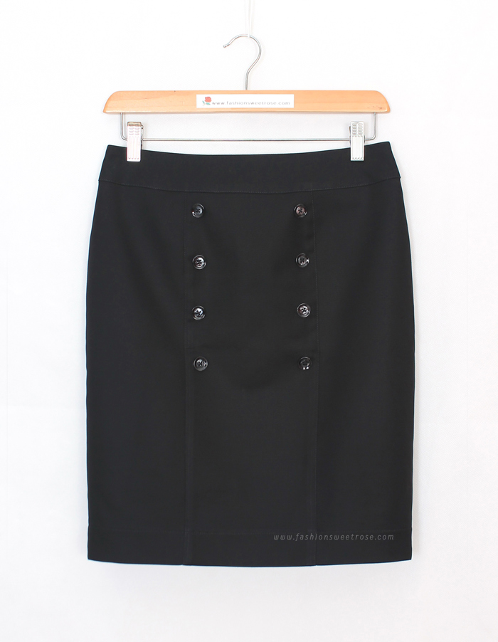 SK-489 กระโปรงทรงสอบ ผ้าคอตต้อนญี่ปุ่นเนื้อสเปนเดกสีดำ