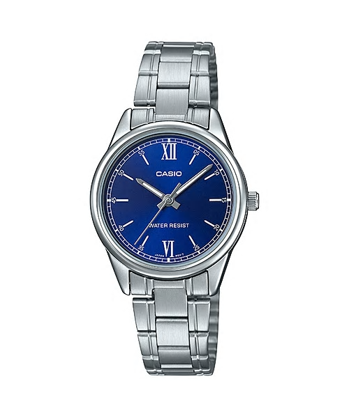 CASIO Standard รุ่น LTP-V005D-2B2UDF สีเงิน หน้าปัดน้ำเงิน สินค้าใหม่ ของแท้ รับประกันศูนย์ CMG