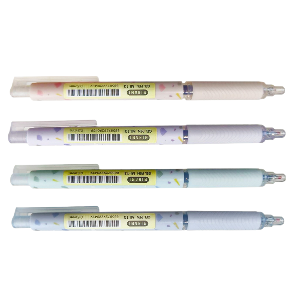 ปากกาเจล Gel Pen ลายกระเบื้อง Terrazzo ปากกาหัว 0.5 mm. หมึกน้ำเงิน มินามิ Minami รุ่น Mi-13