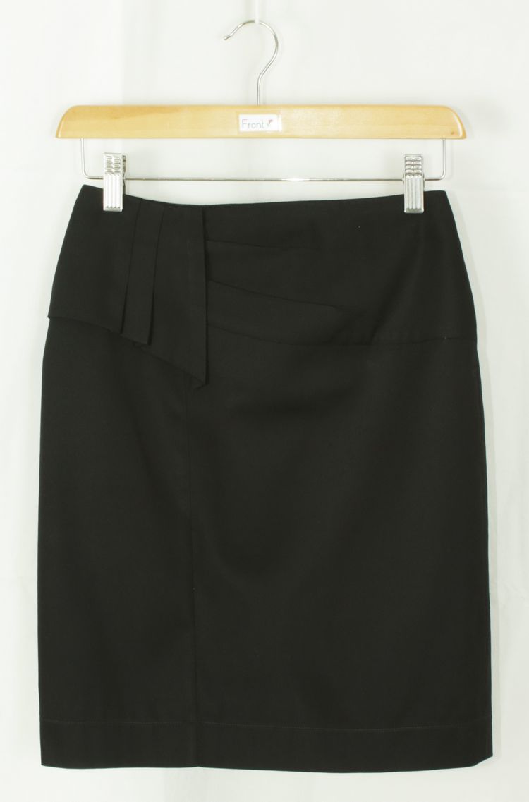 กระโปรงแฟชั่น&ทำงาน กระโปรงทรงสอบแต่งจับจีบระบาย ผ้าคอตต้อนญี่ปุ่นสีดำ / SK-107