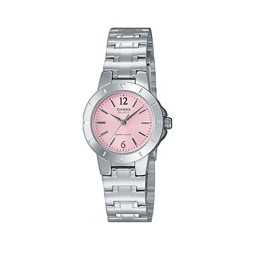 CASIO Standard รุ่น LTP-1177A-4A1DF สายสแตนเลส สีเงิน หน้าปัดชมพู สินค้าของแท้ รับประกันศูนย์ CMG
