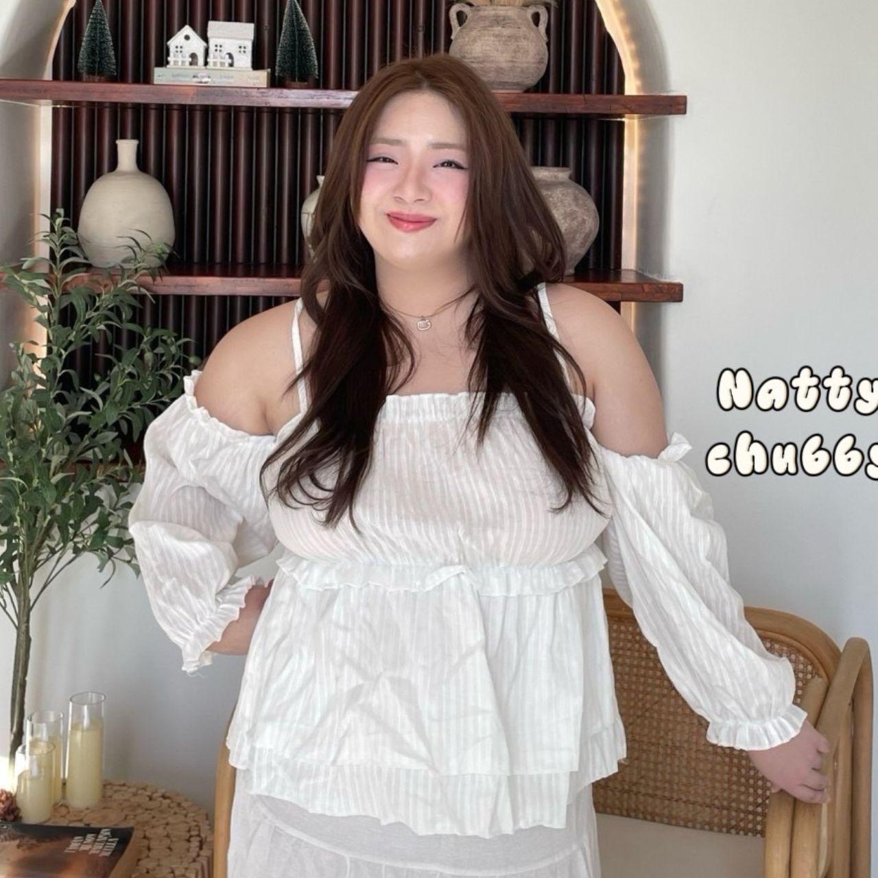 J113 ต้อนรับลมร้อน เสื้อ สาวอวบ ขาว ครีม ดำ ชมพู อกได้ถึง 46 นิ้ว (หน้าผ้า48นิ้ว)