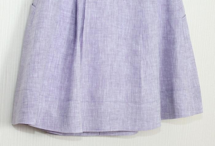 SK-241 กระโปรงแฟชั่น&ทำงาน ทรงบาน ผ้าลินินญี่ปุ่นสีม่วงอ่อน มีกระเป๋าล้วงได้ 2 ข้าง