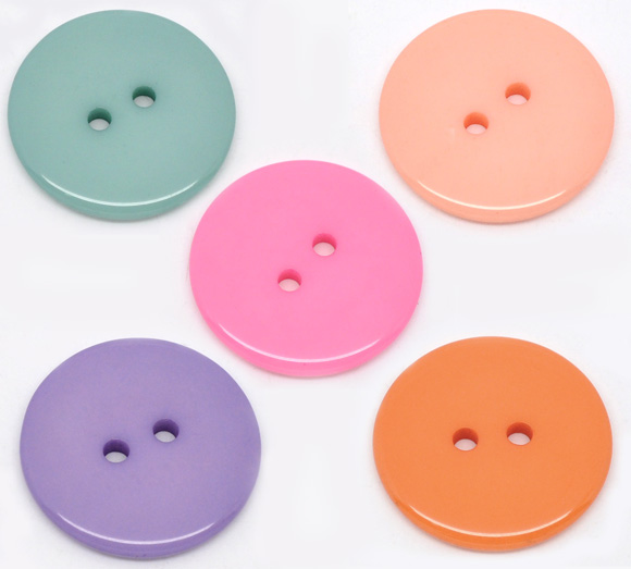 กระดุมเรซิ่น 2 รู สีพาสเทล ขนาด 23 มม. แพ็ค 10 เม็ด