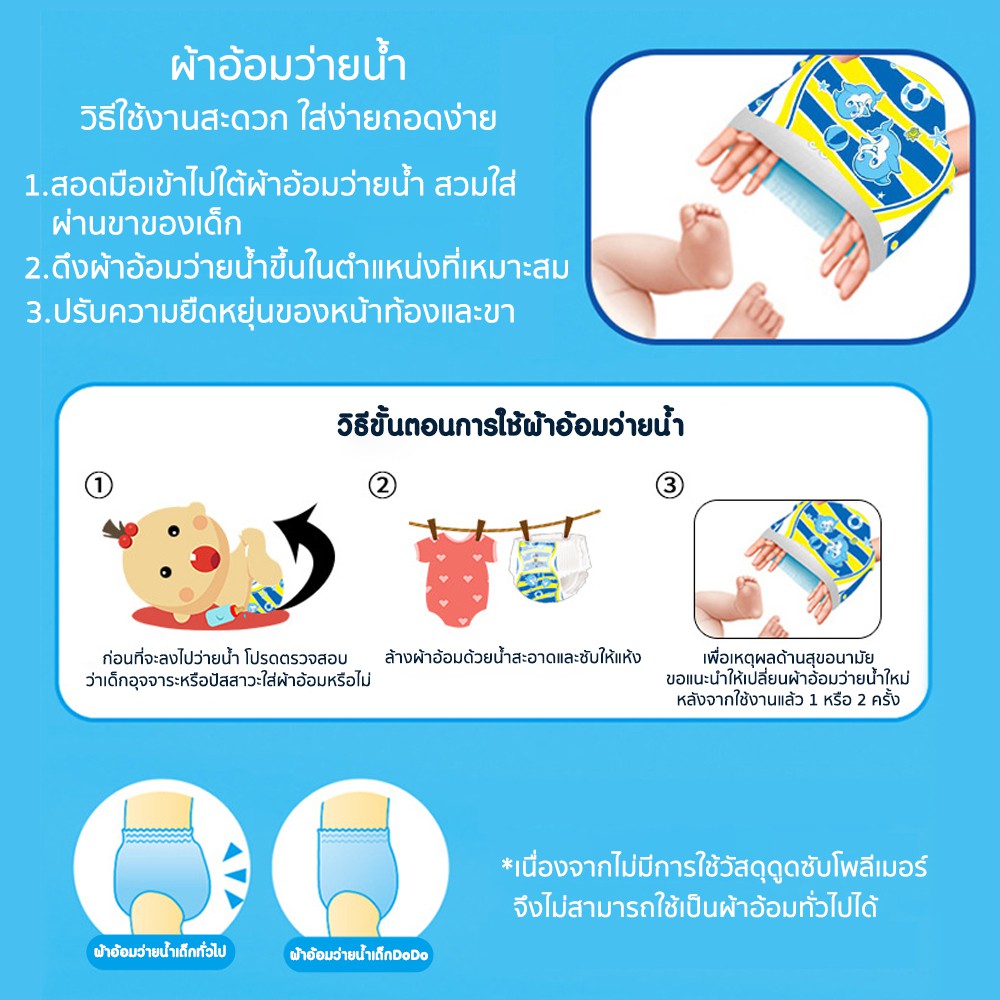 DODOLOVE Baby Diaper Swim Pants กางเกงผ้าอ้อม สำหรับเด็กใส่ว่ายน้ำ ไม่บวม ไม่อุ้มน้ำ