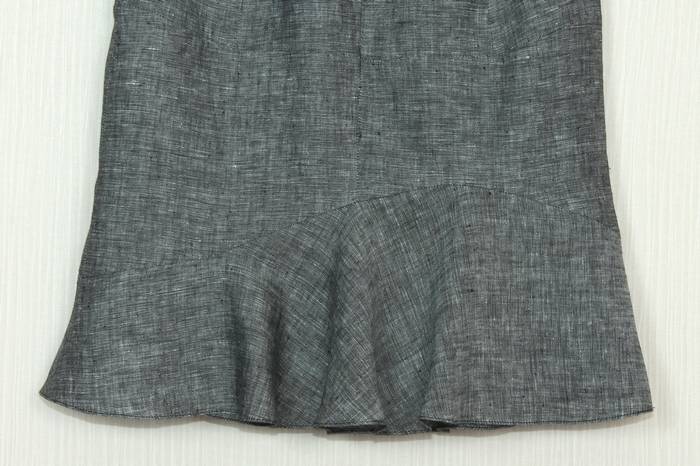 SK-247 กระโปรงแฟชั่น&ทำงาน ทรงย้วย ผ้าลินินญี่ปุ่นเชมเบ้โทนดำ มีลายในตัว