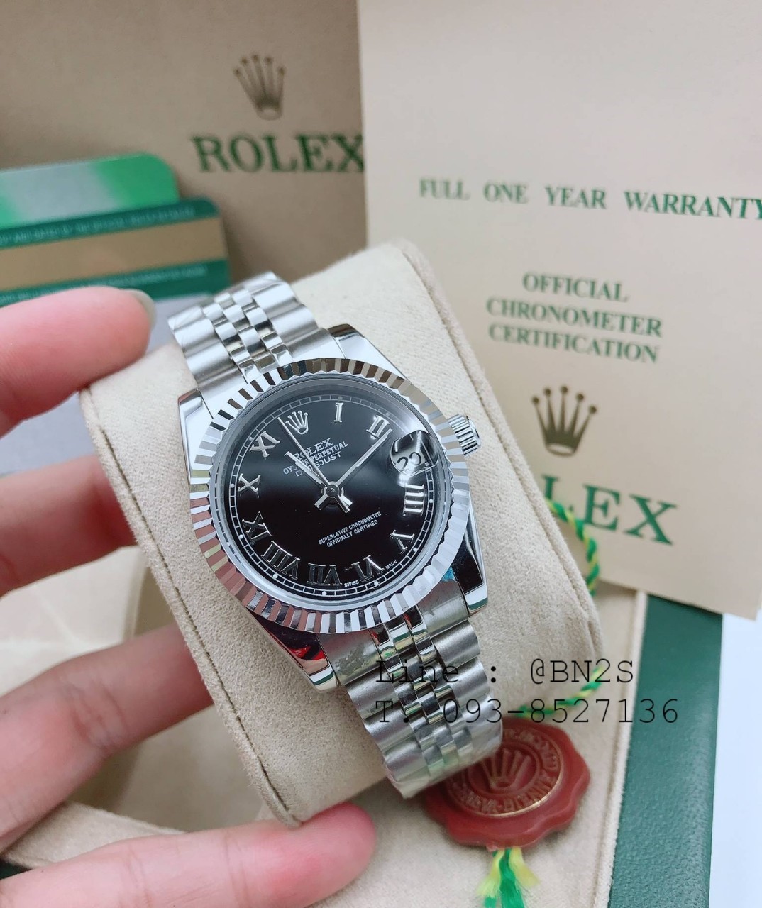 ROLEX DATEJUST Watch หน้าปัดกลม เรือนเงิน หน้าปัดำ 31 มม. มาพร้อมกล่องครบชุดตามรูป