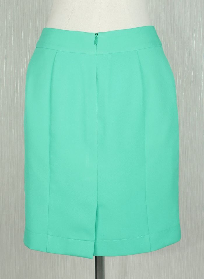 กระโปรงแฟชั่น&ทำงาน ทรงสอบ ผ้าไหมอิตาลีสีเขียวพาสเทล / SK-259