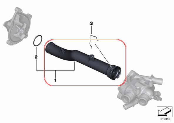 ท่อพลาสติกปั้มน้ำเข้ากระโหลกวาวล์น้ำ MINI COOPER S R55, R56, R57, R58, R59 (11537589713) /Oem