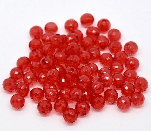 ลูกปัดอะครีลิคกลม คริสตัลสไตล์ ขนาด 8mm แพ็ค 100 เม็ด