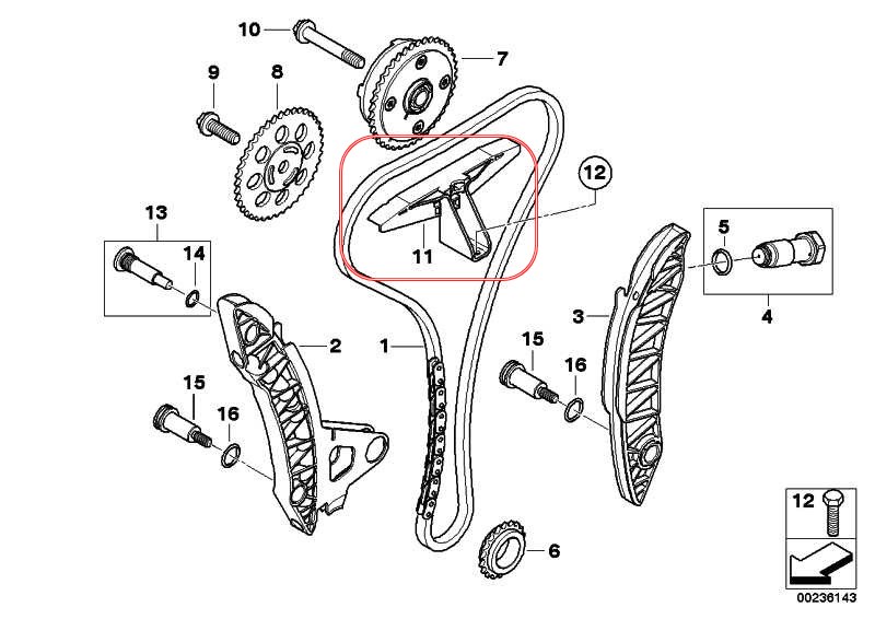 รางโซ่ราวลิ้น ตัวบนสามเหลี่ยม MINI COOPER S(N14), R56-59 (11317546697) ยี่ห้อ FEBI