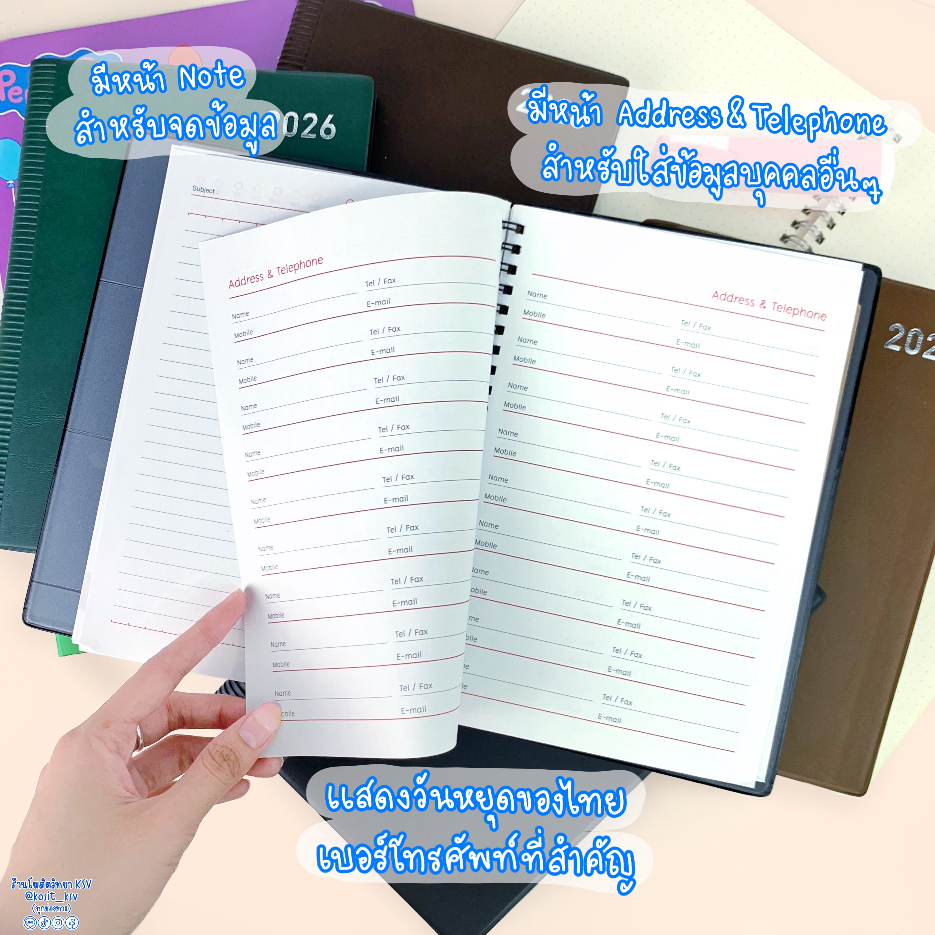 Silver Pins สมุด ไดอารี่ Dairy แพลนเนอร์ รายวัน 2026 / 2569 รุ่น DX604 ขนาด 145 x 215 มม. ปกหนัง PVC สันห่วง