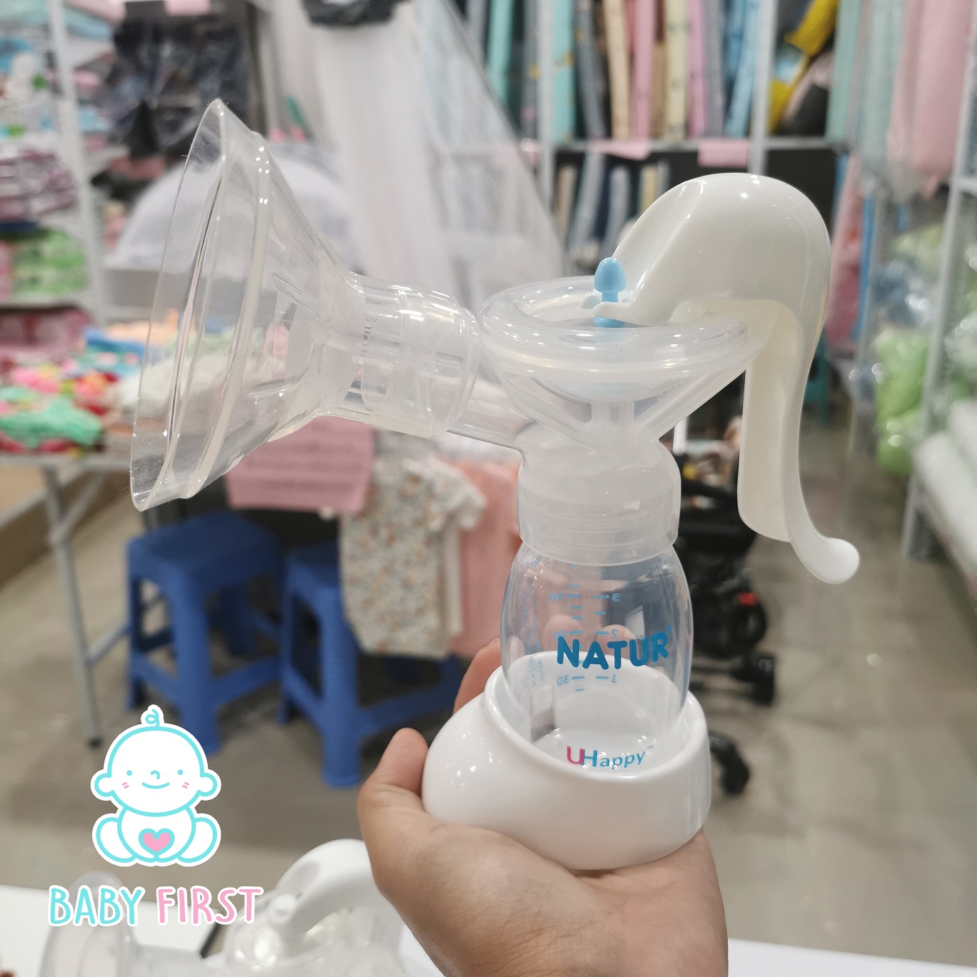 NATUR ชุดปั๊มนมแบบโยก รุ่น MN-3 มาพร้อมกับปากกรวยซิลิโคนนิ่ม นุ่มสบาย กระชับเต้าคุณแม่