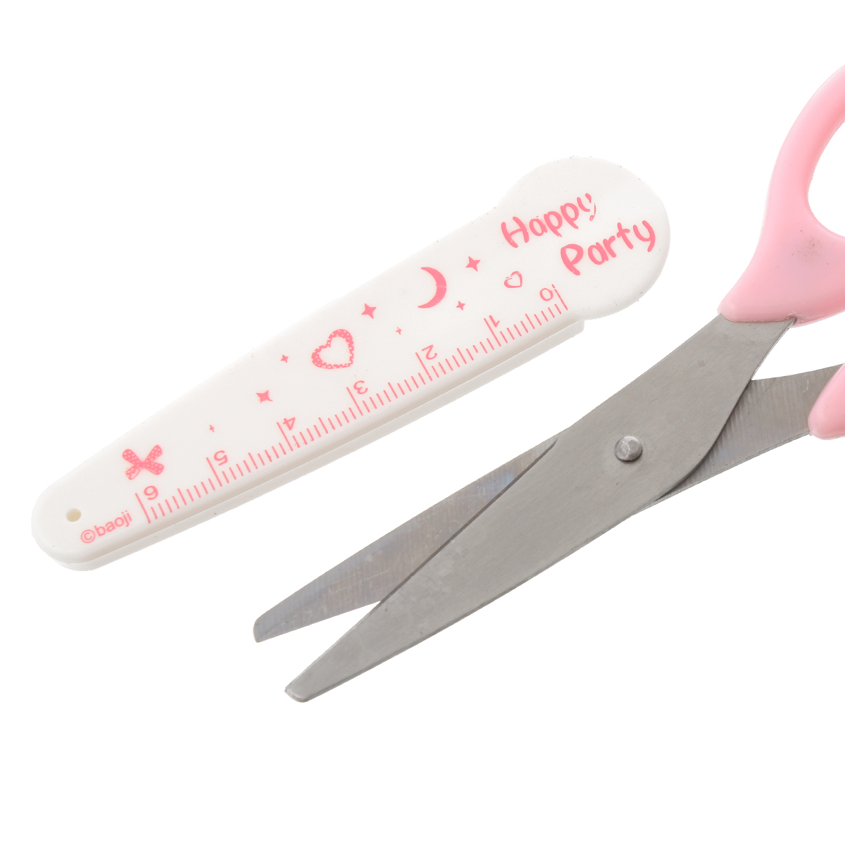 กรรไกรสแตนเลส ขนาด 14.6cm x5.8cm(5 6/8" x2 2/8") ด้ามสีชมพู 1 เล่ม