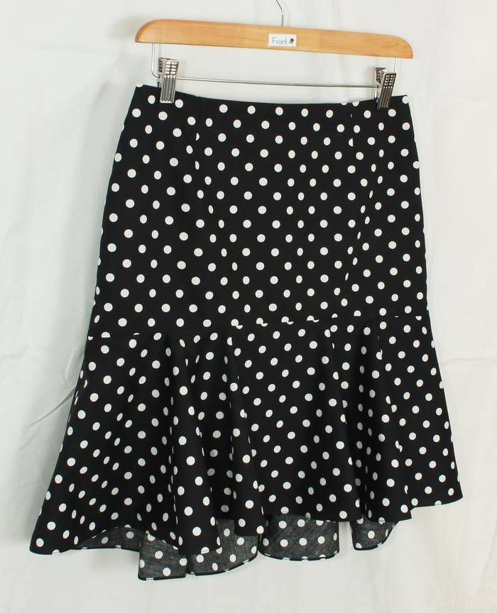 SK-198 กระโปรงแฟชั่น&ทำงาน ทรงย้วย ผ้าคอตต้อนญี่ปุ่นสีดำ Polka Dot Black