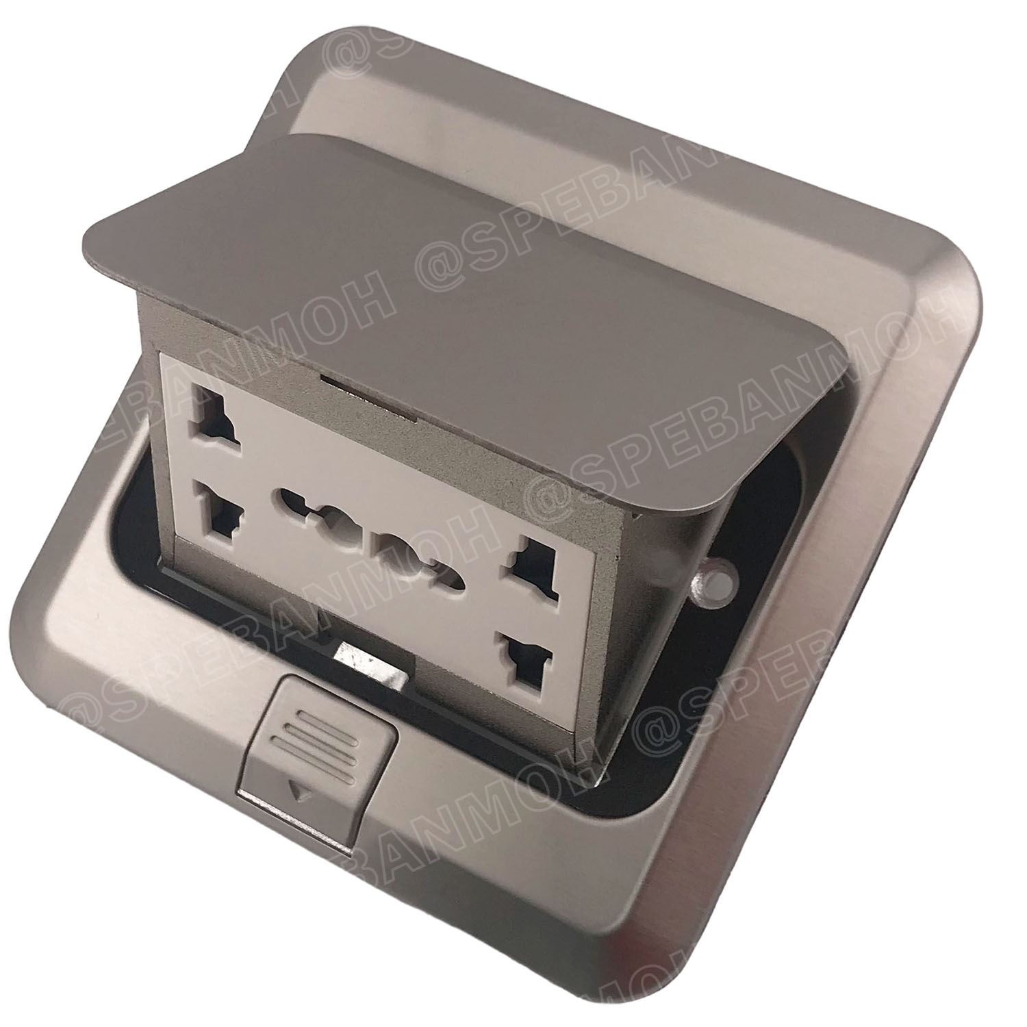 [ 1ชิ้น ] SF6120-Grey เต้ารับฝังพื้น AC Pop-up สีเทา Grey 10A 250VAC POP-UP Floor Outlet POPUP เต้ารับฝังพื้น 2 ช่อง ชุดเต้ารับฝังพื้น 3ขา 2ช่อง BF ชุดเต้ารับ เจาะพื้น เต้ารับฝังโต๊ะ TABLE SOCKETS เต้ารับแบบใช้เท้าเปิด