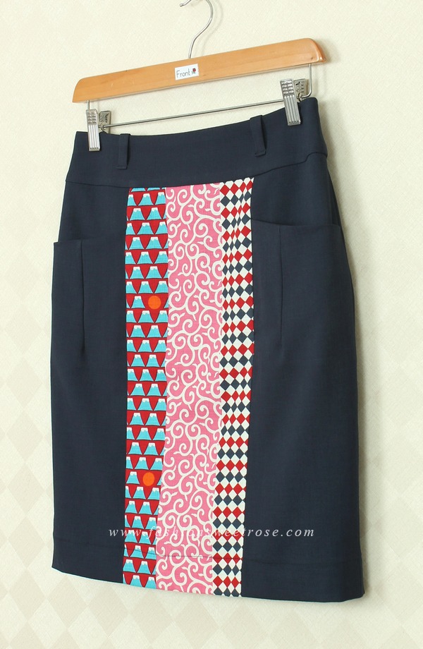 SK-381 กระโปรงแฟชั่น กระโปรงทำงาน ทรงสอบ ผ้า ROSE SKINNY สีน้ำเงิน