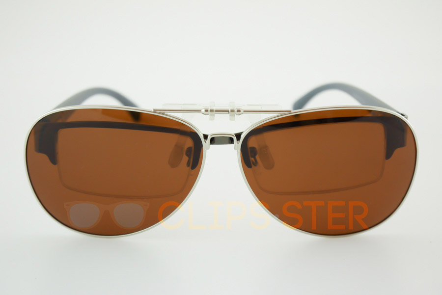 คลิปออนกันแดด Clipsster รุ่น Aviaster เลนส์น้ำตาล กรอบเงิน
