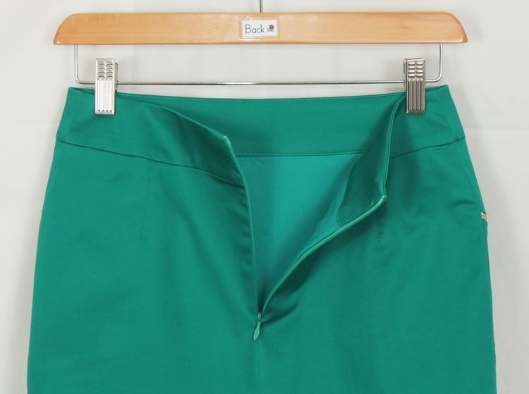 SK-117 กระโปรงแฟชั่น&ทำงาน ทรงสอบ ผ้าคอตต้อนญี่ปุ่นผสมสเปนเดกสีเขียว Deep Sea