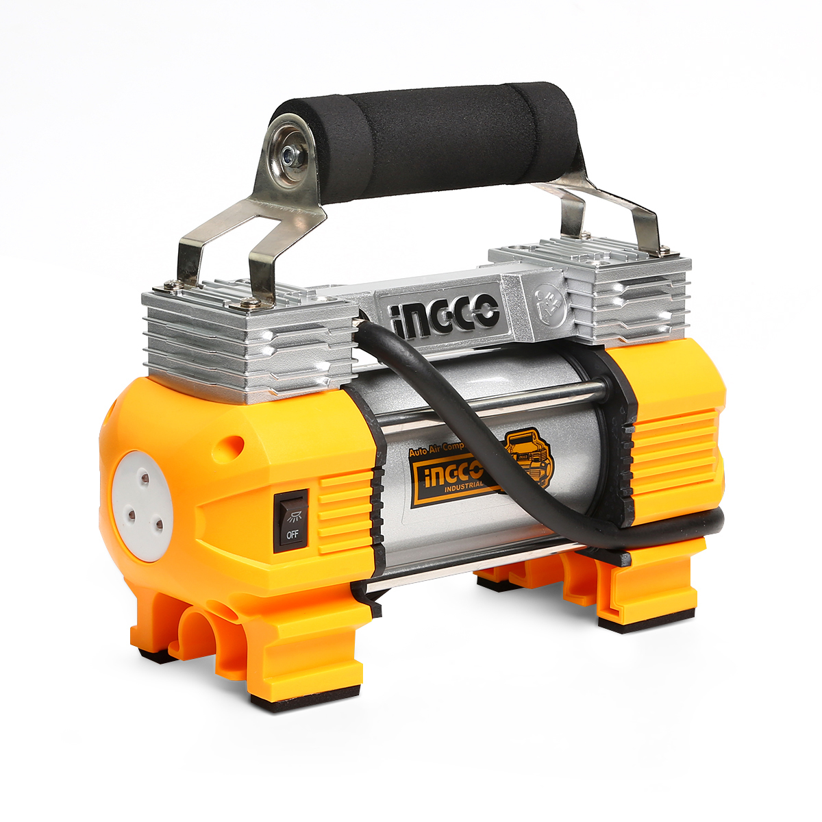 INGCO AAC2508 ปั๊มลมมินิ 12 โวลต์ 18 แอมป์ แรงดันลมสูงสุด 120 PSI (8 บาร์)