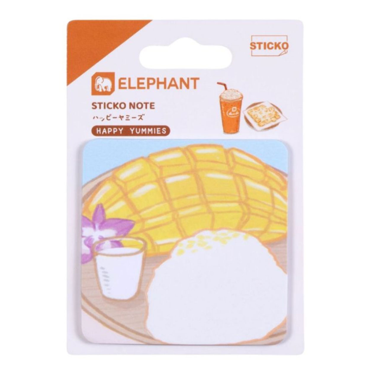 กระดาษโน๊ต โพสอิท Sticko Note ชนิดกาวในตัว ตราช้าง Elephant ลาย HAPPY YUMMIES