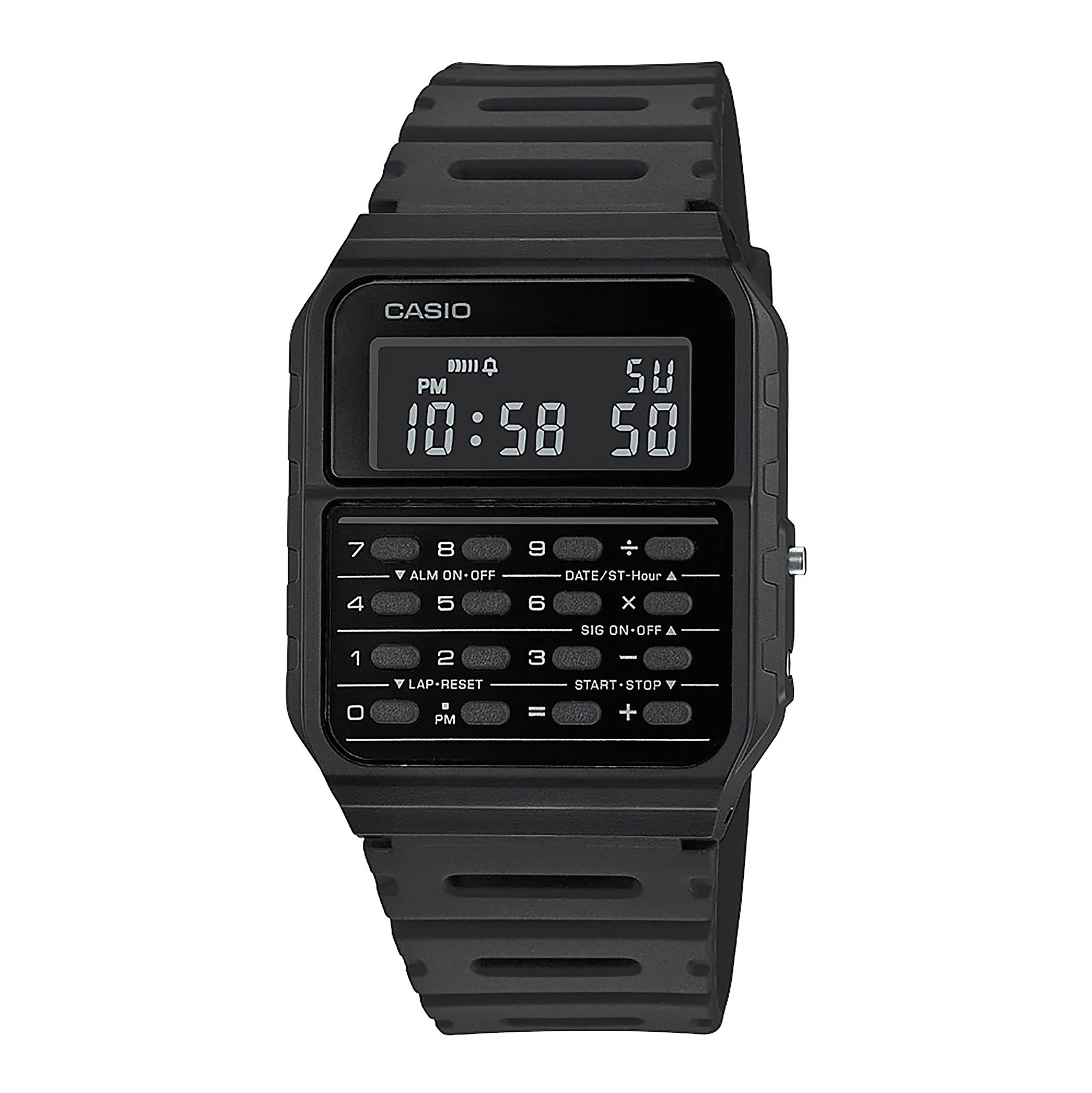 CASIO รุ่น CA-53WF-1BDF สีดำ สายเรซิ่น นาฬิกา คิดเลข DATA BANK สินค้าของเเท้ รับประกันศูนย์ CMG 1 ปี