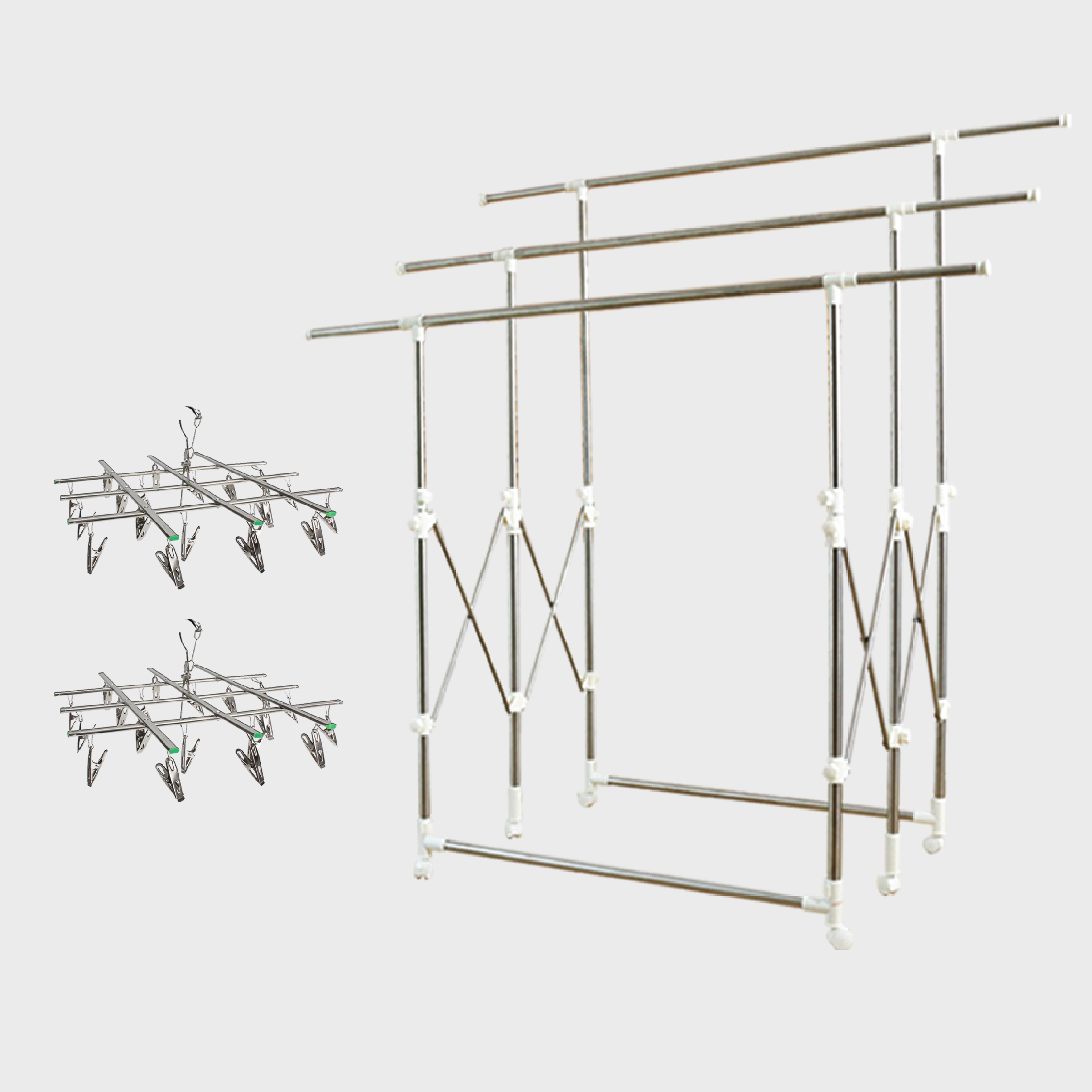ราวตากผ้า ยืดได้ หดได้ แถมฟรี ราวหนีบผ้า SUPER RACK FREE SPIN