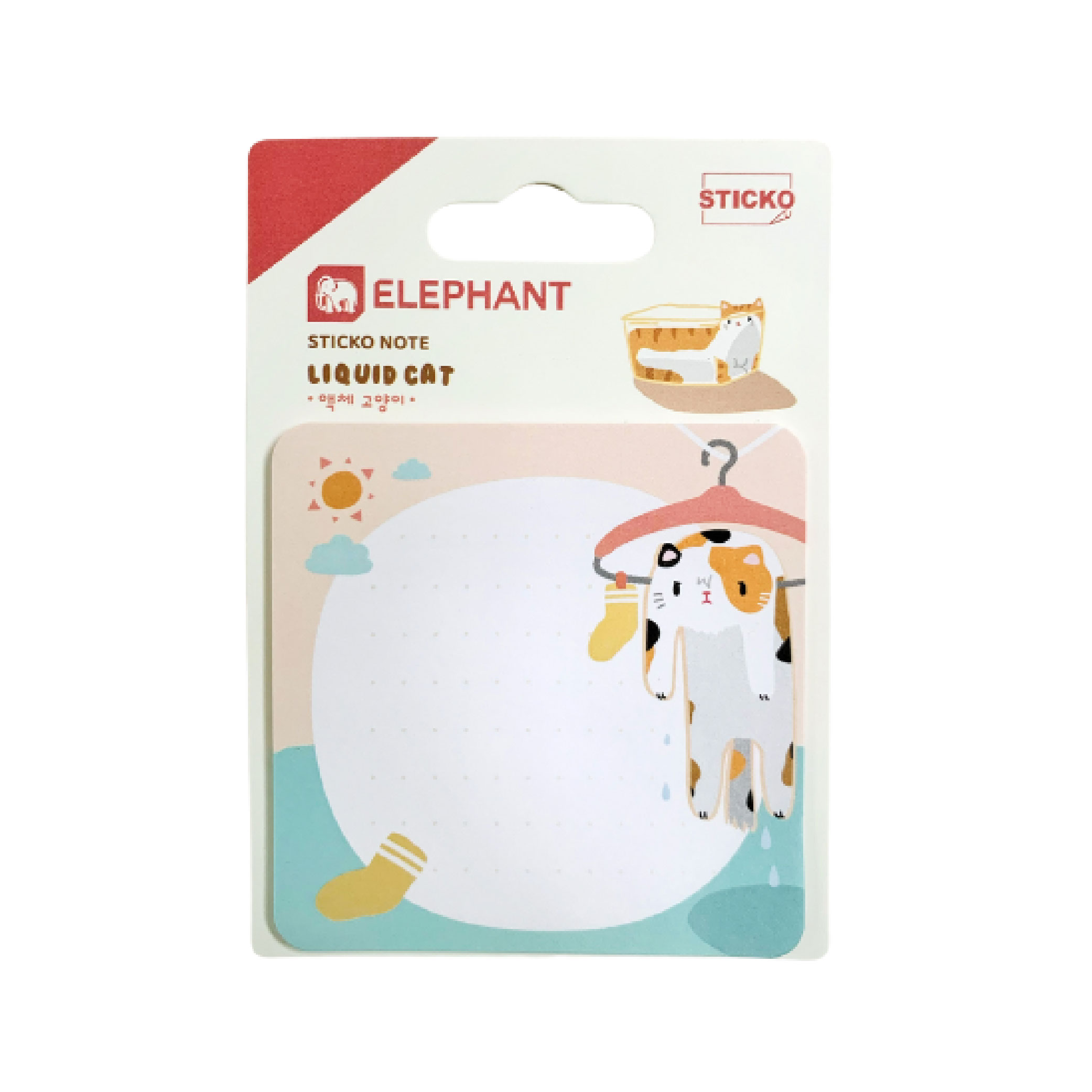 กระดาษโน๊ต โพสอิท Sticko Note ชนิดกาวในตัว ตราช้าง Elephant ลาย LIQUID CAT