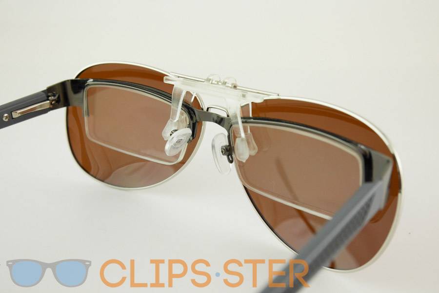 คลิปออนกันแดด Clipsster รุ่น Aviaster เลนส์น้ำตาล กรอบเงิน