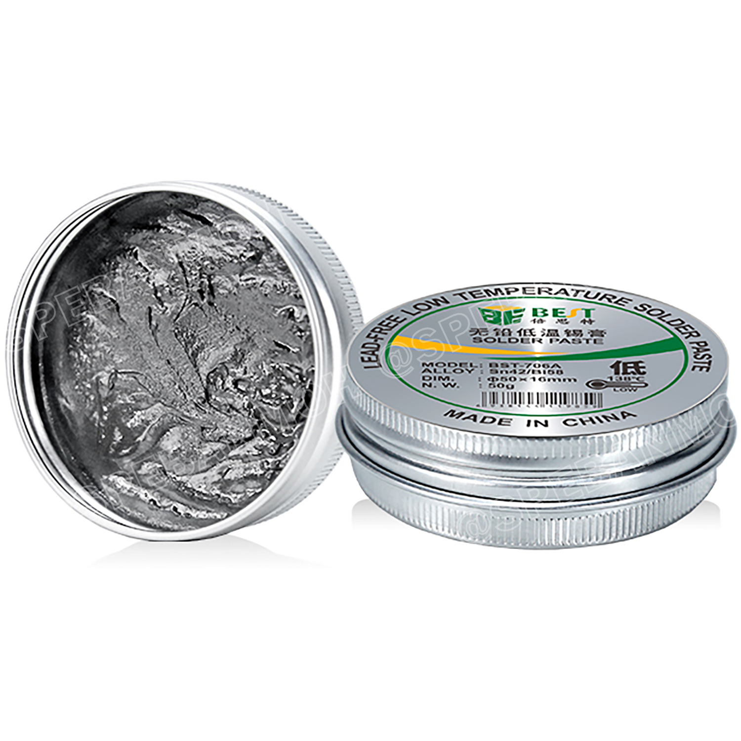 BST-706A ตะกั่วเหลว Soldering Paste ตะกั่วบัดกรี ชนิดเหลว ตะกั่วเหลว 50g 138°C ดีบุก42/บิสมัท58 Sn42/Bi58 Soldering Paste ตะกั่วบัดกรี บัดกรี Soldering Lead ตะกั่วเหลว 138องศาเซลเซียส Leaded Low Temp