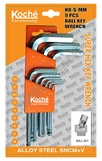 กุญแจหกเหลี่ยม 2 ข้าง ขนาดสั้น 9 ตัวชุด ชุดหุน (1/16”-3/8”) HH-S-IN