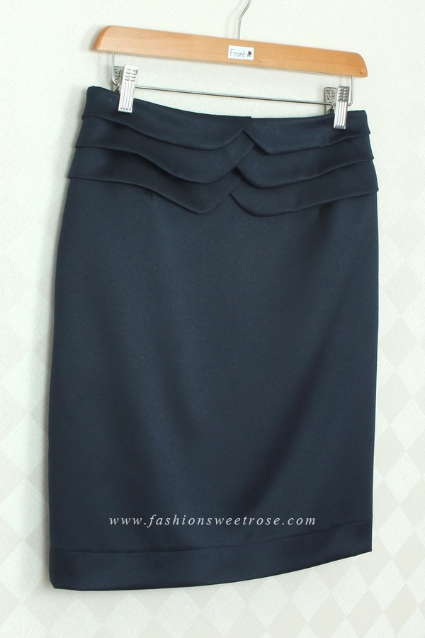 SK-309 กระโปรงแฟชั่น&ทำงาน ทรงสอบ ผ้า ZARA สีน้ำเงิน