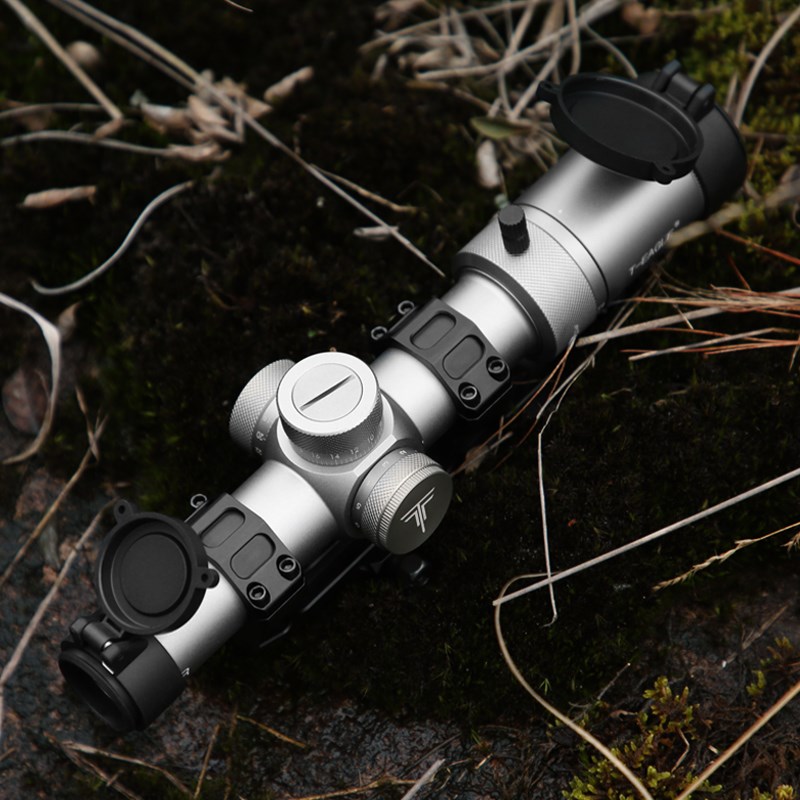 กล้องติดปืน กันน้ำ กันกระแทก มีไฟเส้นเล็ง 2 สี T-EAGLE ER 1.2-6X24 IR HK SILVER