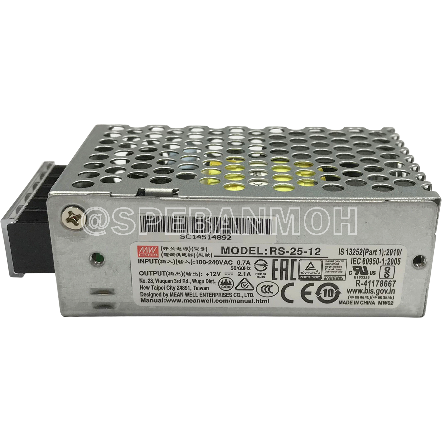 RS-25-12 Power Supply สวิทช์ชิ่งพาวเวอร์ซัพพลาย Mean Well มีนเวล RS 25-12 DC Voltage หม้อแปลง 12V 2.1A ไฟเข้า 220VAC ไฟออก 12V 2.1A 25W Single Output Switching Power Supply หม้อแปลงไฟฟ้าสำหรับแอลอีดี