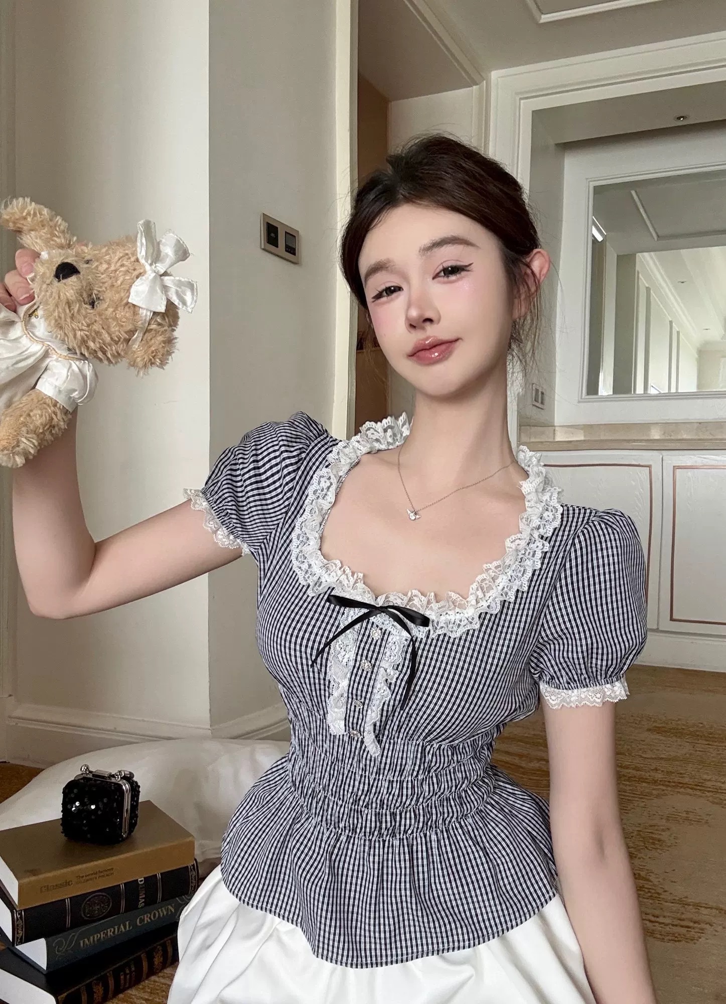 Chunya smock top เสื้อครอปสม็อคเอวแขนสั้น