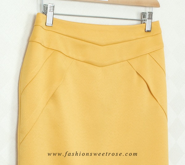 SK-311 กระโปรงแฟชั่น&ทำงาน ทรงสอบตัดต่อ ผ้า Zara สีเหลือง