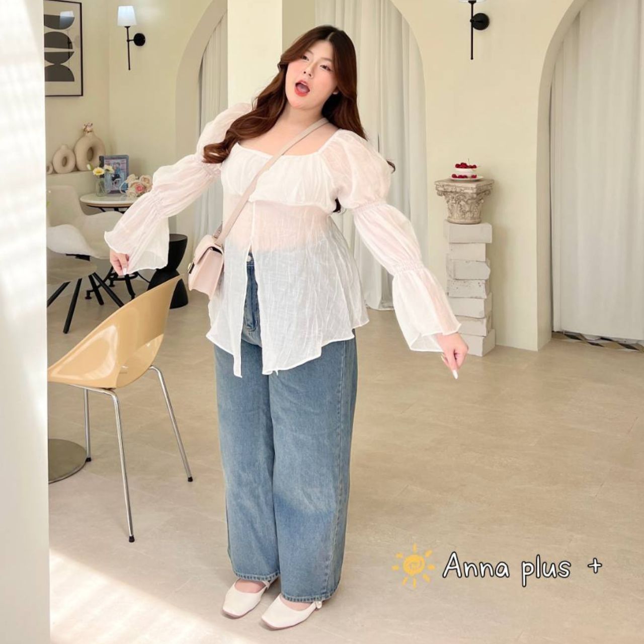 A204 เสื้อสาวอวบ แขนยาว อกได้ถึง50 มี6สี ขาว ดำ แดง ชมพู ฟ้า เหลือง อก40-50นิ้ว