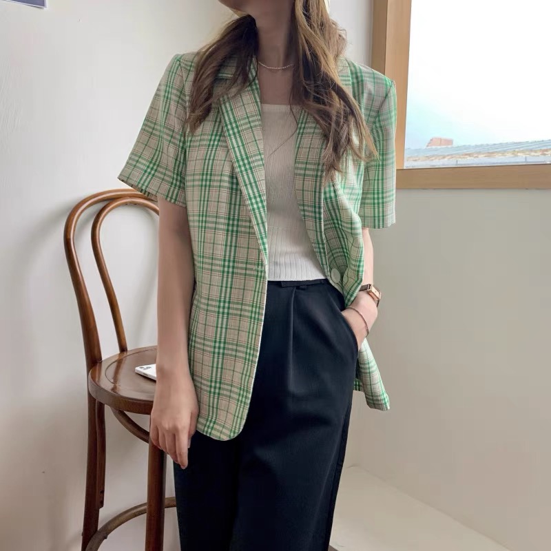 Jolin blazer เสื้อคลุมเบลเซอร์แขนสั้น เขียวครีม