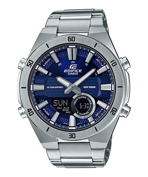 CASIO EDIFICE รุ่น ERA-110D-2AVDF สีเงิน หน้าปัดน้ำเงิน สายสแตนเลส สินค้าใหม่ ของเเท้ รับประกันศูนย์ CMG