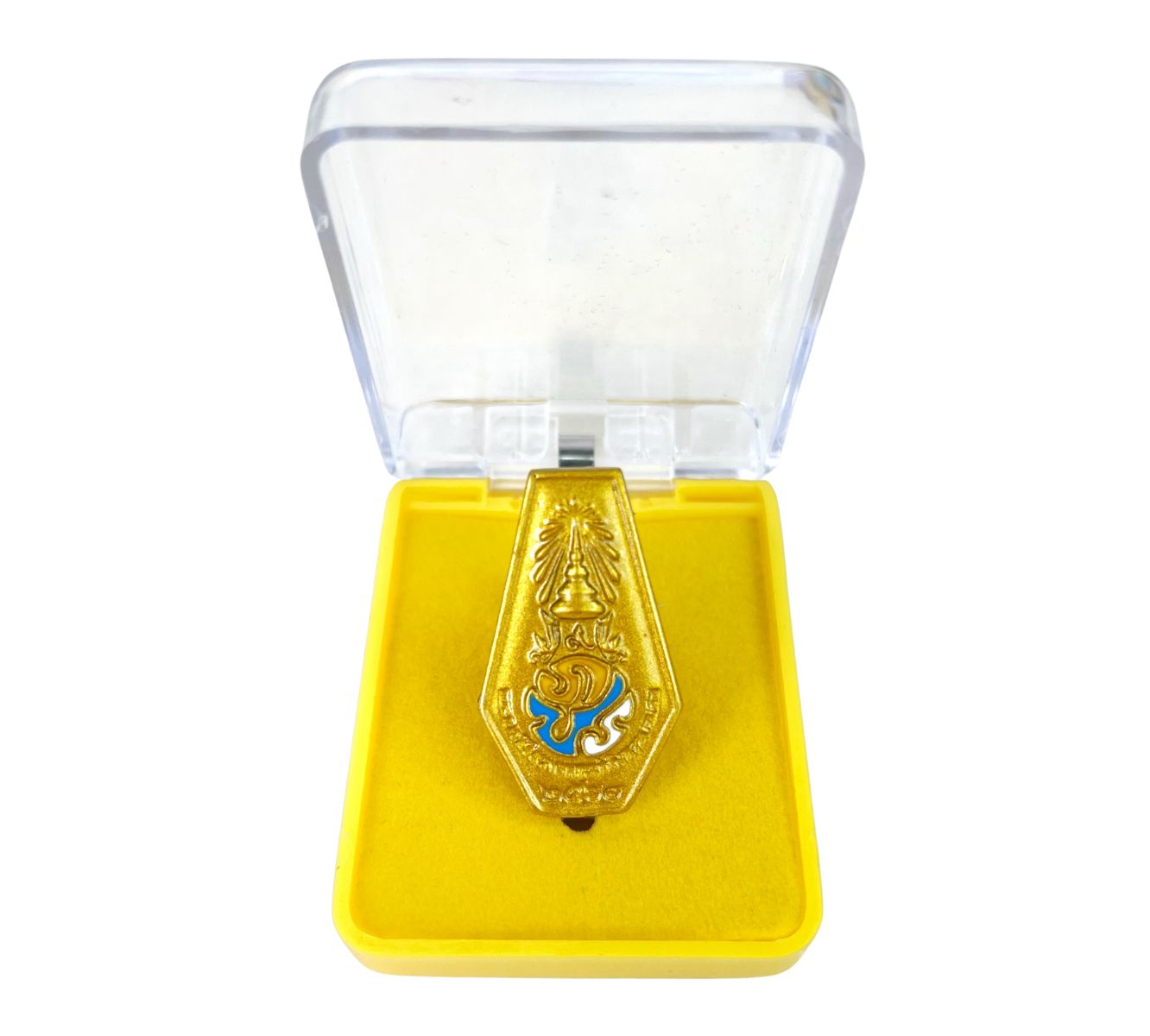 เข็มสัญลักษณ์ เข็มติดหน้าอก เข็มที่ระลึกพระราชพิธีถวายพระเพลิงพระบรมศพ รัชกาลที่ 9 พุทธศักราช 2560 แบบเข็มกลัด พร้อมกล่อง