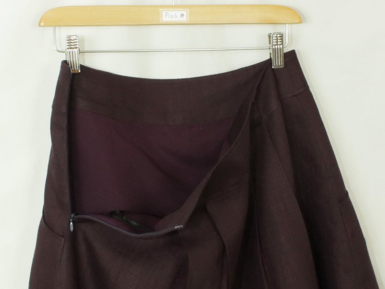 SK-184 กระโปรงแฟชั่น&ทำงาน ทรงบาน ผ้าลินินญี่ปุ่นสีม่วง มีกระเป๋าล้วงได้ 2 ข้าง