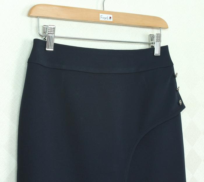 SK-253 กระโปรงแฟชั่น&ทำงาน ทรงสอบป้ายซ้อนกันผ้าญี่ปุ่นสีน้ำเงิน