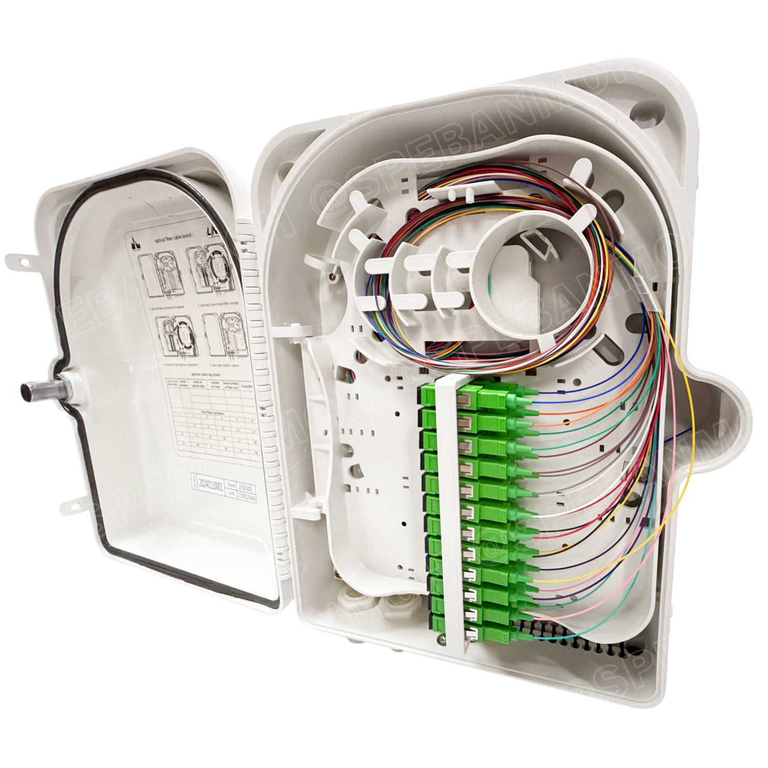 [ 1 ชิ้น ] UFH3113 FTTR DISTRIBUTION UNIT 24 SC/APC Adapter & Pigtail PON PLASTIC Indoor Outdoor Terminal Box กล่องพักสายไฟเบอร์ออฟติก 24ช่อง กล่องรวมสายและกระจายสายไฟเบอร์ FIBER TERMINAL BOX and CABINET and JUNCTION BOX