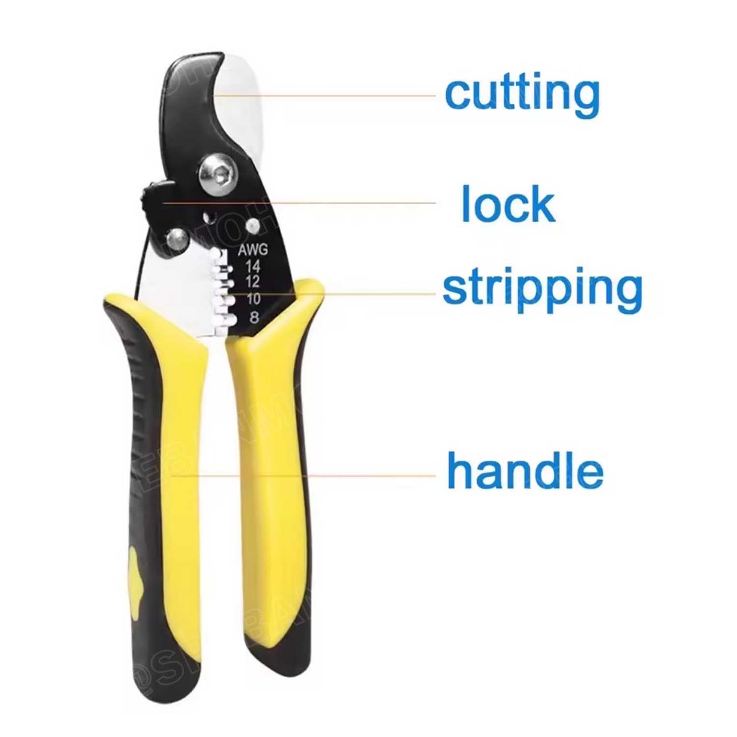 [ 1 ชิ้น ] HS-065 คีมอเนกประสงค์ 2 in 1 ตัดสาย ปลอกสาย 14-8 AWG ตัด ปลอกสายไฟ คีมปอกสายไฟ คีมตัดสายไฟ Cutting Stripping Plier คีมตัด+ปอก เครื่องมือช่าง